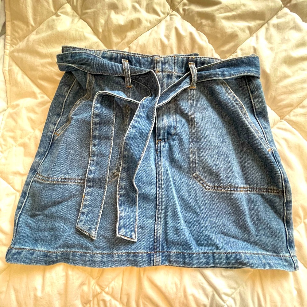 Jean Tie Skirt With Pockets